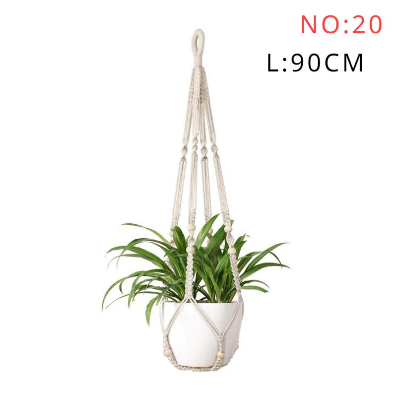 Gardening Green Plant Hanging Basket Cotton Rope Hanger Flower Pot Handmade Macrame Pot Pocket Wall Boho Courtyard Home Decor