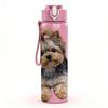 1PC Curly Hair Yorkie Puppy Portrait 750ml Color Plastic Sports Water Bottle Leakproof Flip Straw Lid Suitable for Sports Office Home Use