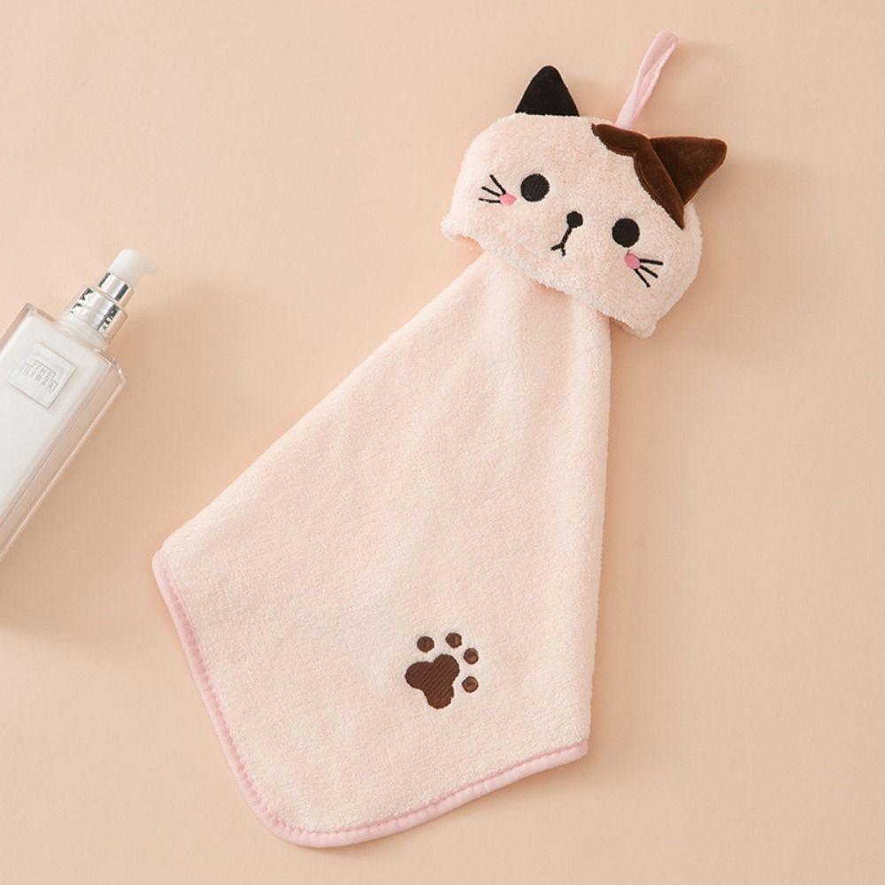 Absorbent Kitchen Cleaning Towel Coral Velvet Cleaning Rag Cute Hanging Towel  Bathroom