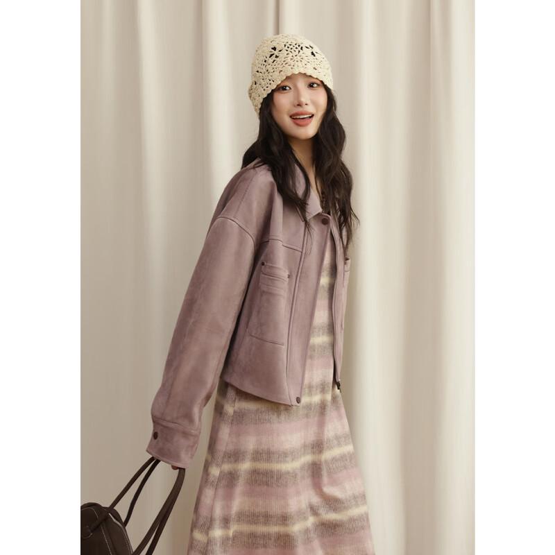 Women's Taro Purple Faux Leather Cropped Jacket