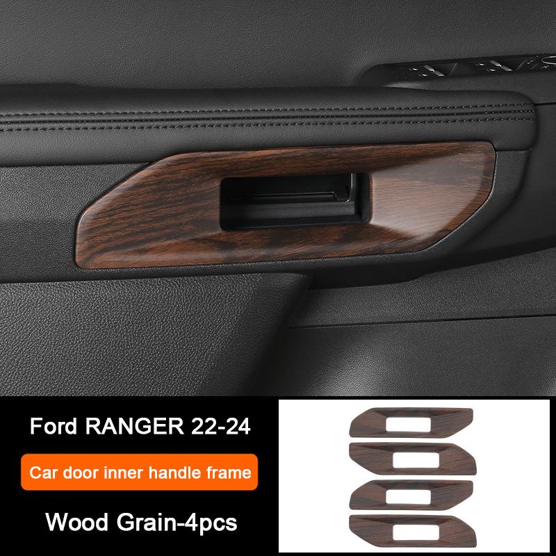 Holzmaserung Innenraum-Überzugsabdeckungen für Ford Ranger Wildtrak T9 2023 2024 Armaturenbrett-Verkleidung Lüftungsdüse Mittelkonsole Schalthebel-Panel-Abdeckung