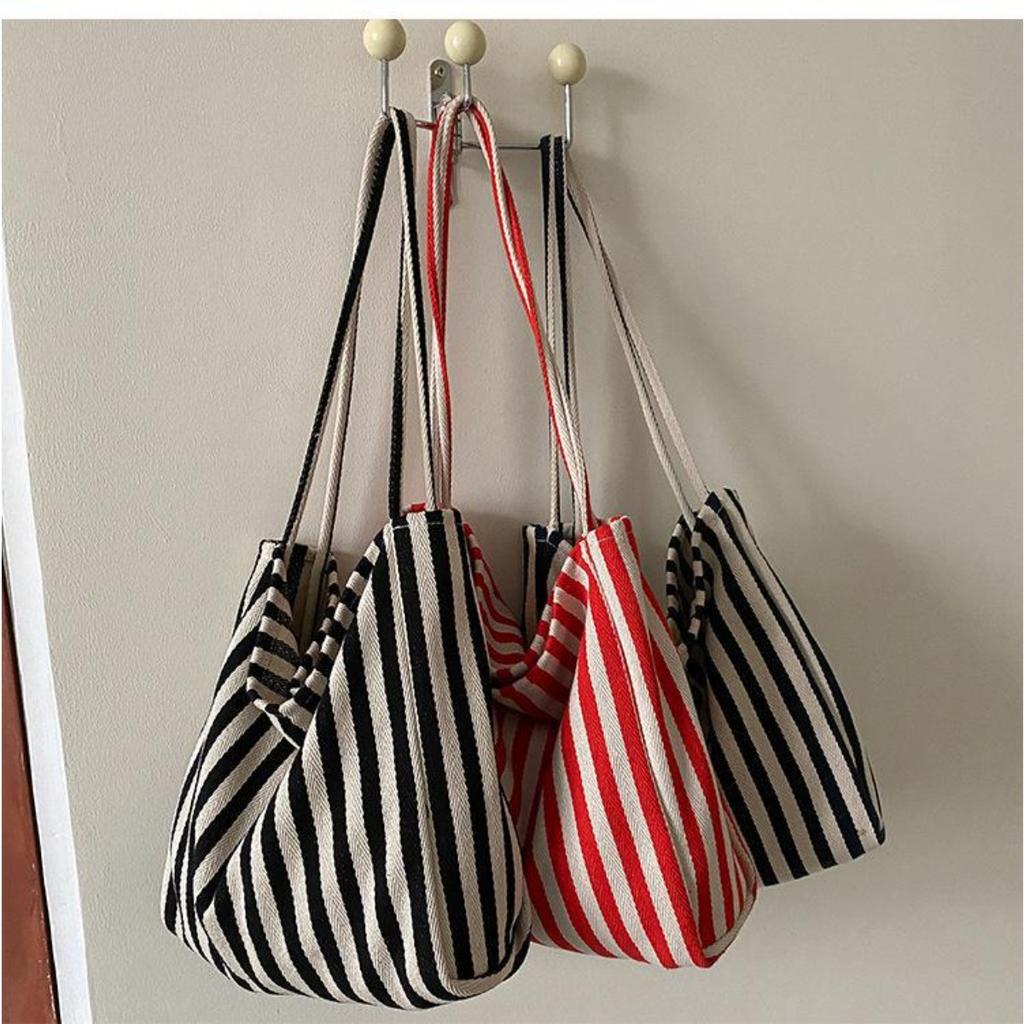 Handbag, Simple and Fresh Striped Bag, Shoulder Bag, Casual and Fashionable Large Capacity Shopping Bag