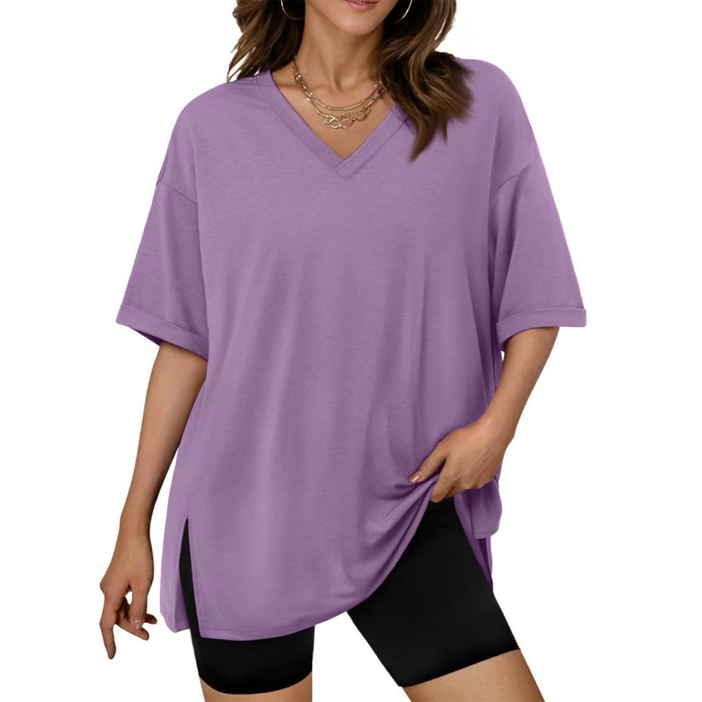 Large Oversized Women's Gym T Shirts Plus Size Tops V Neck Short Sleeve Workout Shirts Casual Loose Fit T Shirts