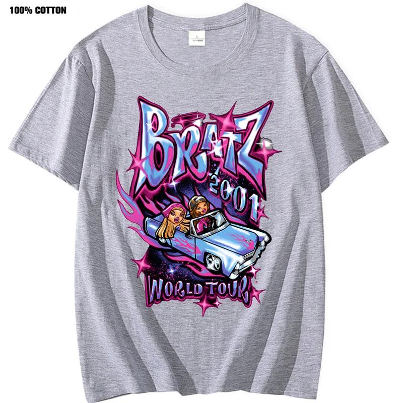 Bratz T Shirts Women Summer Fashion Street Oversized T-shirt Harajuku Y2k Tops Men Women Casual Cotton Short Sleeve Tshirt
