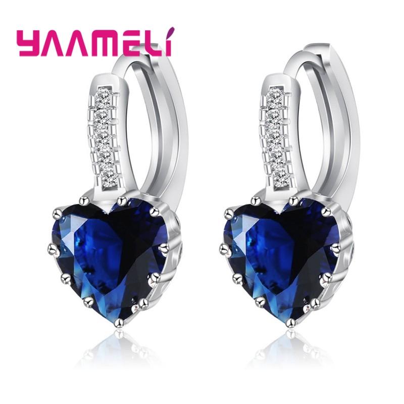 Big Sale 925 Silver Loop Hoop Earrings Candy Color Cubic Zircon Charms Women Jewelry Wedding Accessory Brincos