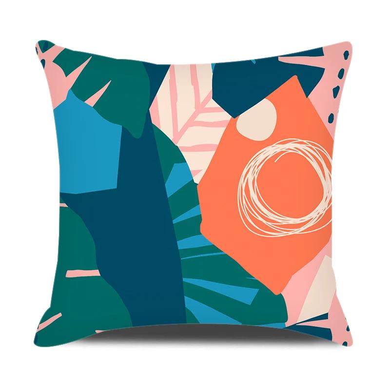 Modern Style Cushion Cover Abstraction Geometric Floral Plant Printed Pillow Cover Home Sofa Chair Decorative Pillowcase 45*45cm