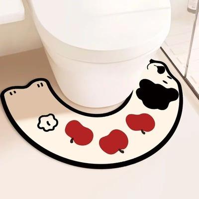 U-shaped Toilet Floor Mat, Bathroom Mat, Absorbent, Non Slip, Curved Foot Mat, Bathroom Splash Proof, Diatomaceous Earth Mat, Bathroom