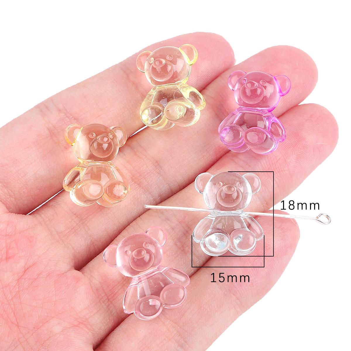 

10 шт. акриловые бусины с медведем и кроликом для DIY ожерелье, браслет, серьги, изготовление ювелирных изделий, аксессуары для рукоделия 18x15mm 10pcs разноцветный