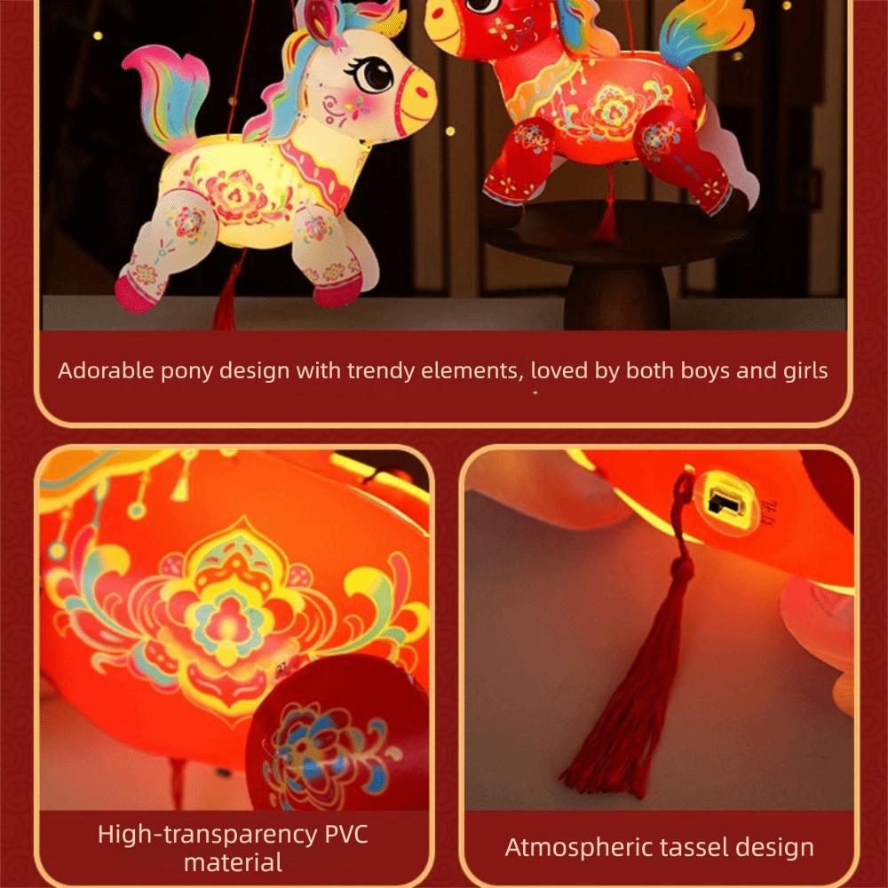 D I Y Lantern Materials PVC Handheld Lantern Cartoon Pony Blessing Lantern Handmade Luminous Kid's Lantern Toy Celebration Event