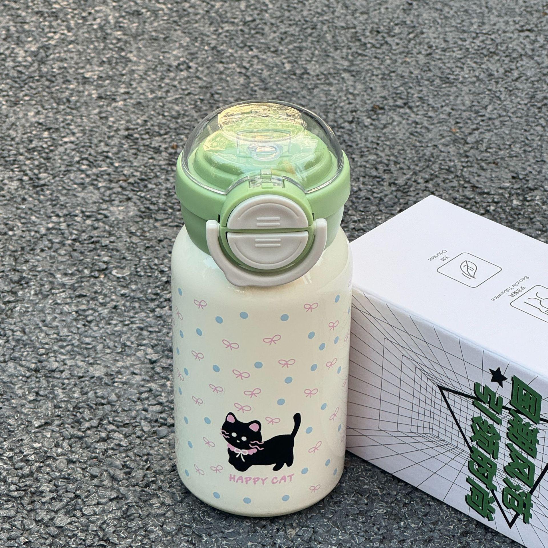 New Animal Stylish Thermos Cup Girls Big Cap Double Drinking Cup Straw Cup Portable Cute Stainless Cup Durable 500ml