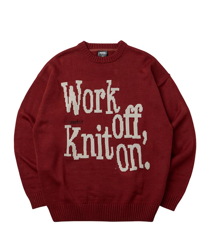 URBANAGE Work Off Round Oversized Knit_Red