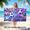 Soccer Theme Beach Towel Personalized Custom Name & Text Soft Quick Dry Beach Towel for Swimming Travel