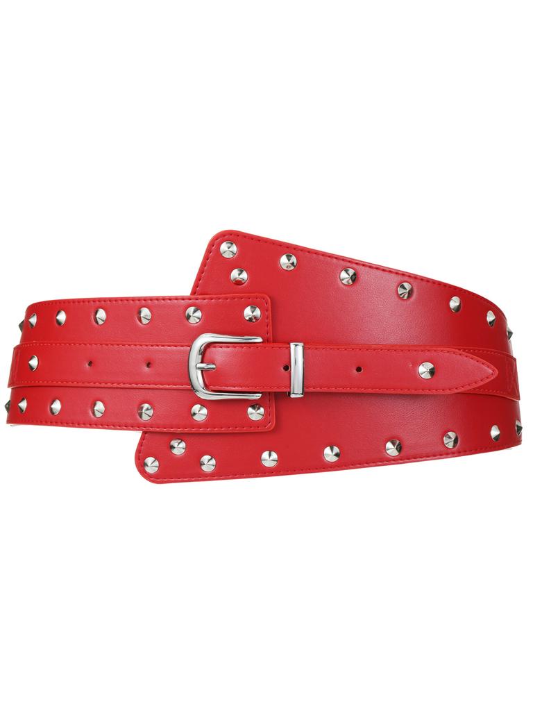 Vintage Belt Rivet Women'S Dress Shirt Decoration Elastic Elastic Extra Wide Waist Seal Belt