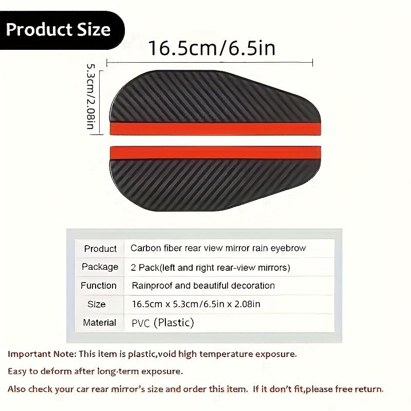 2PCS Smoke Visor Guards for Car Side Mirrors - Waterproof Carbon Fiber Auto Rain Eyebrows for Cars, Trucks and SUVs - Universal Fit (Black)