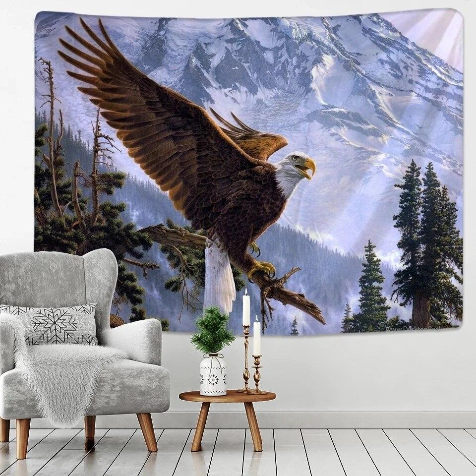 Eagle In Sunset Sky Full Wall Tapestry Psychedelic Tapestry Carpet Bird Home Decoration Wall Hanging