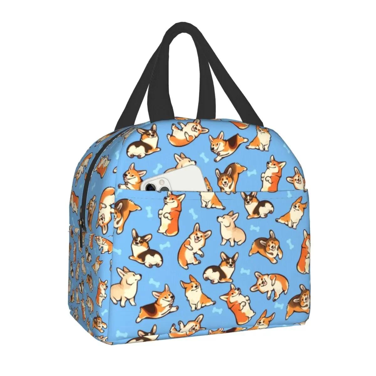 

Симпатичный портативный ланч-бокс Jolly Corgis, водонепроницаемый термохолодильник, сумка для еды Welsh Corgi Dog, для школ и работы, для женщин 22x20x13CM чёрный
