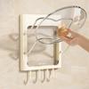 Wall Mounted Hair Dryer Holder Curling Iron Holder Hair Styling Tools Organizer With Shelf Hooks Multi-Functional Storage Rack