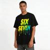 Gradient Dripping Letter SIX SEVEN Trendy Casual Print T-Shirt Pure cotton T-shirt