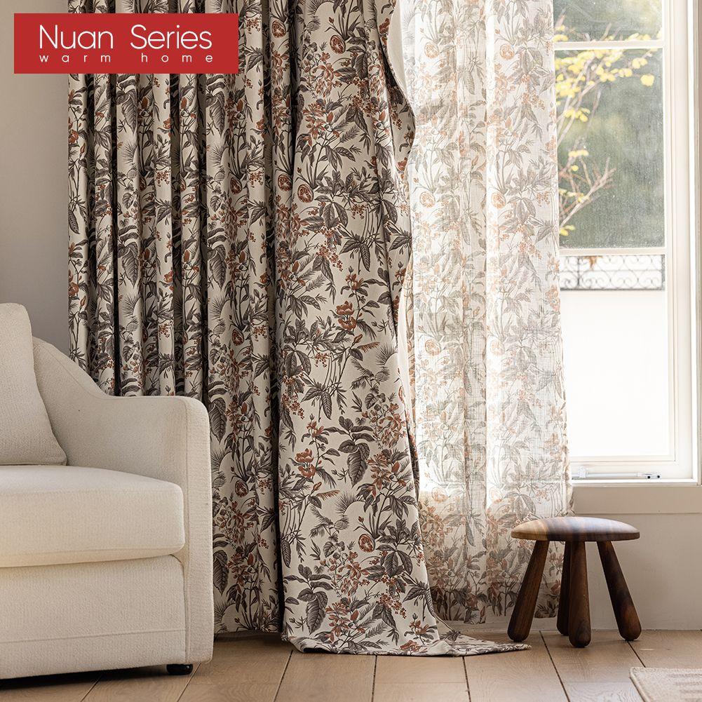 1PC Nuan Series American Medieval Style Blackout Curtains with High-density Printed Curtains for Bedroom Living Room Window for Home Decor