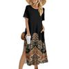 Damenmode Sommerkleid mit Farbblock-Patchwork-Print, lässiges Strandkleid, schmales Urlaubskleid