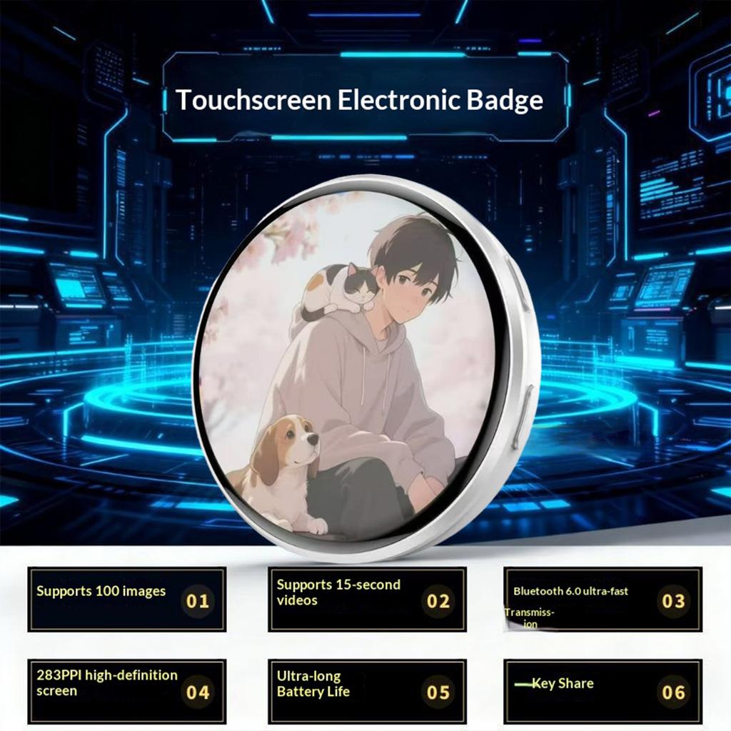 Anime E-Badge Anstecknadel Dynamisches Elektronisches Abzeichen Anime Merchandise Digitales Display Abzeichen Dynamisches Geschenk Für Otaku Fans Freunde