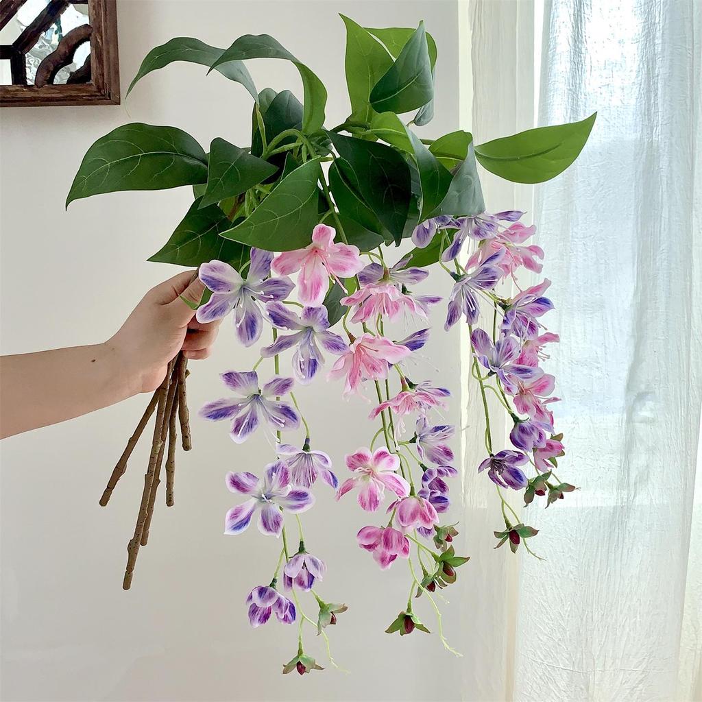 High-Grade Weeping Jasmine Silk Flower Ornament for Home Landscaping and Decoration
