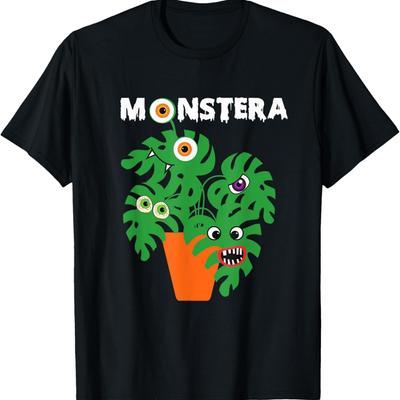 Monstera Halloween Pflanze Dame oder Papa Faules Kostüm T-Shirt