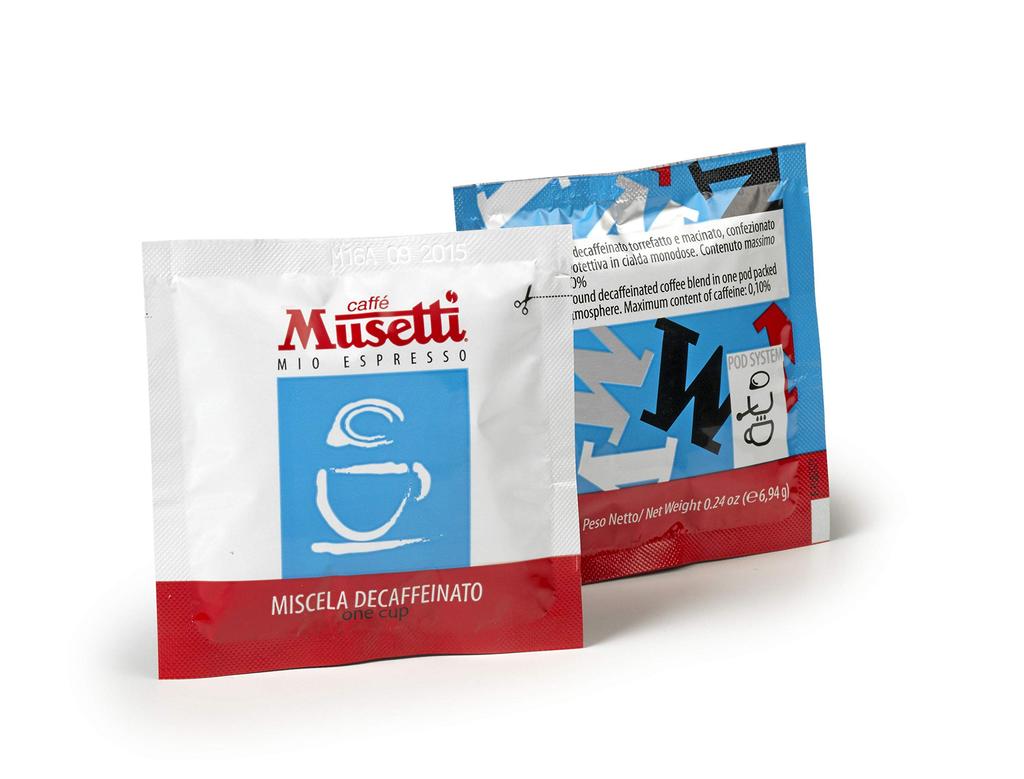 Musetti for De'Longhi Decaf Coffee Pods MP18-DC, Musetti, 18 Pods, Made in Italy, 55% Arabica, 45% Robusta, for Bedtime, Maternity, and Nursing Use