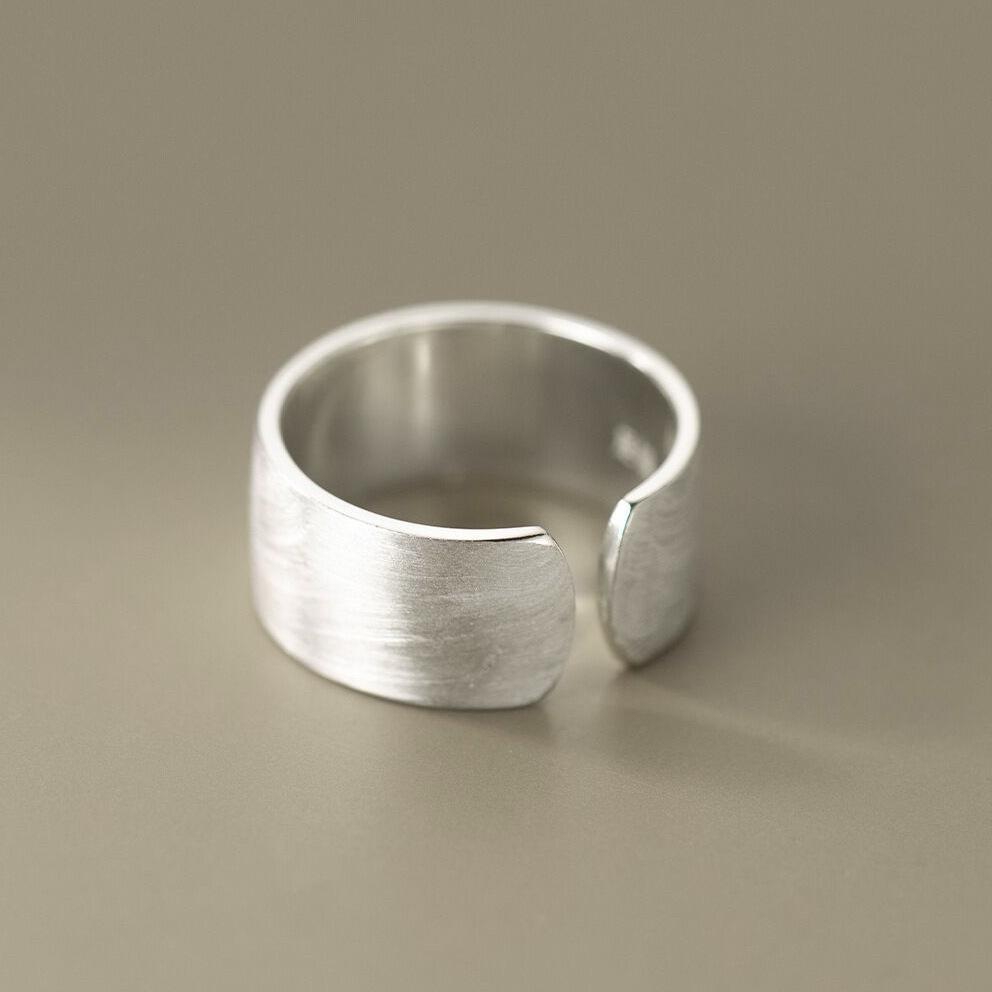 Korean Silver-Plated Geometric Wide Band Open Ring for Women - Simple & Cool