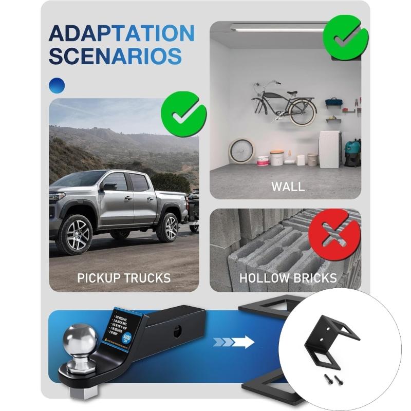 Heavy Duty 2in Trailer Hitch Storage Bracket 150lb Load Capacity for Secure Mounting and Easy Installation On Truck Beds
