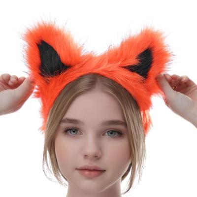 Umělé kožešiny Lišky Vlčí uši Čelenka Huňatá Ručně vyráběná Zvířecí uši Vlasová čelenka Pokrývka hlavy Halloweenský kostým Cosplay doplňky