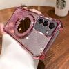 Glitter Bracket Mirror Holder Case for Samsung Galaxy S26FE S25FE S24FE S23FE S21FE Magnetic Stand Clear Gradient Soft Cover