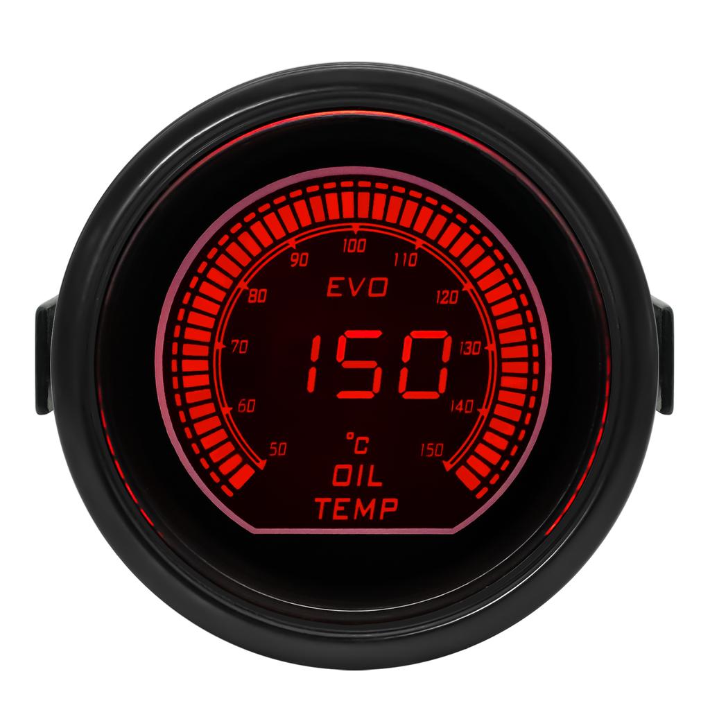 2" 52mm Tachometer Voltage Water Temp Oil Temp Oil Press Boost Vacuum Air Fuel Ratio Exhaust Temp LED Digital Display Red Blue