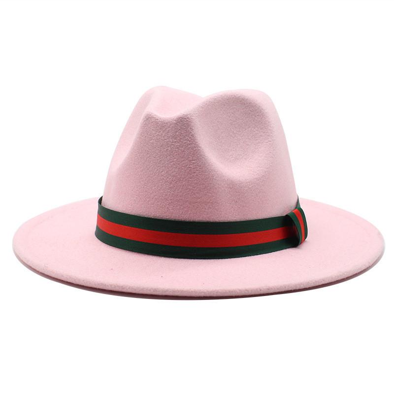 Fall Winter Fedora Hat For Men Women With Leopard Print Wool Felt Wide Brim Sun Protection