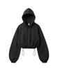 String Oversized Crop Hoodie - Black