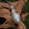 Vintage Moonstone Teardrop Pendant Necklace Sterling Silver Chain Handmade Filigree Design Women's Jewelry Gift