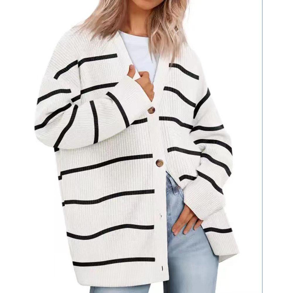 Simple Women's Knitted Cardigan Soft Comfortable V-neck Cardigan Clothes for Commute