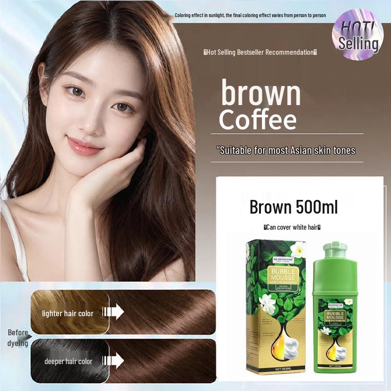 BUBBLE Pao Pao Ran Hair Dye Cream: Natural White Hair Coverage & Pure Plant Essence Care.