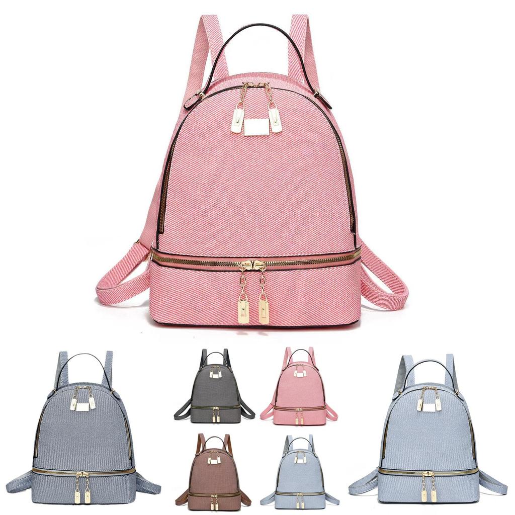 Stylish Macaron Color Canvas Backpack With Large Capacity For Travel And School Use