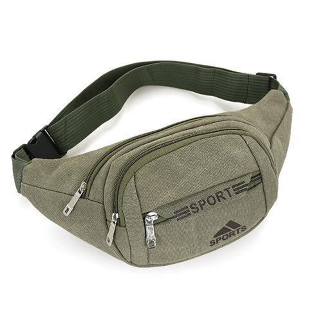 Canvas waist bag, men's chest bag, crossbody bag, outdoor sports, mountain climbing, cycling, sports function, student bag A-DH