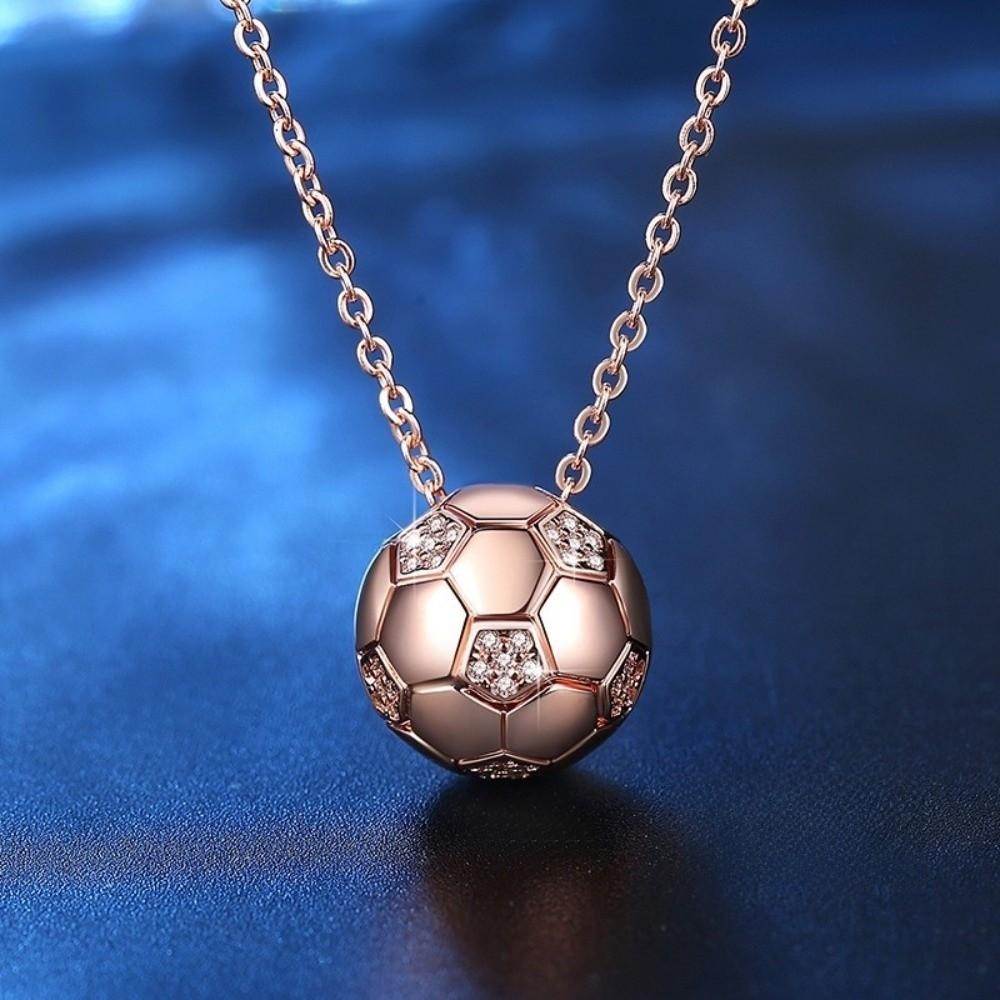 Jewelry Football Necklace Rhinestone Soccer Necklace Exquisite Football Pendant Choker  Men