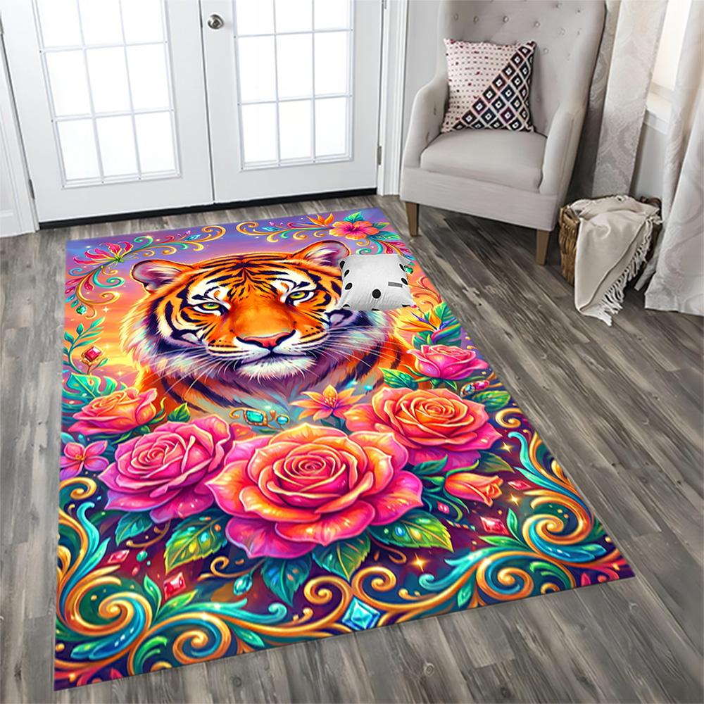 White Tiger Family for Living Room Rug, BedRoom Rug, Study Room Rug, Hallway Decoration, Perfect for Home Decoration or Holiday Gifts