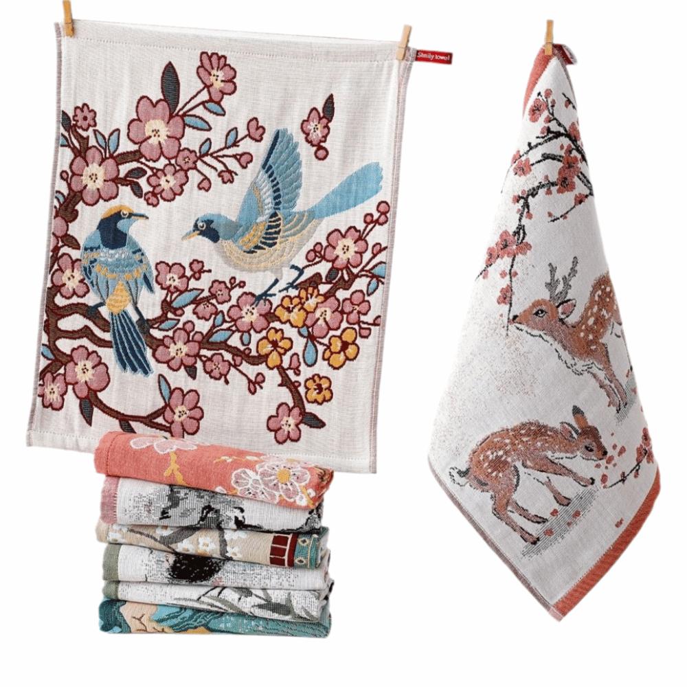 Cartoon Kitchen Towel 4 Layer Cotton Gauze Pure Cotton Dish Cloth  for Kids Children