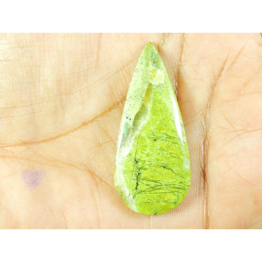 20X45X05 MM Natural Green Opal Pear Shape Cabochon Loose Gemstone 33Cts. SK-4742