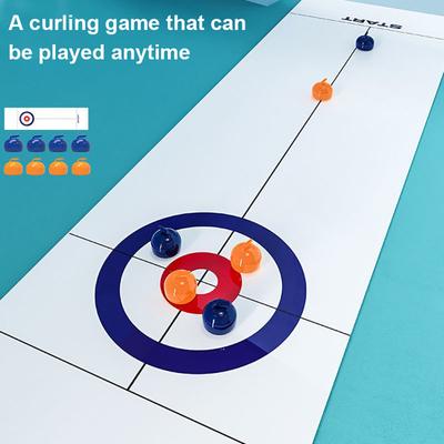 Kids Curling Board Game with Foldable Mat 45885 Pucks Toddlers Educational Floating