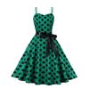 Vintage Polka Dot A Line Dress With 3d Pattern V Neck Sleeveless For Casual Wear