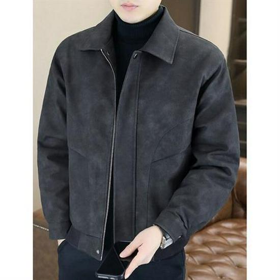 Men's Retro Green Leather Motorcycle Jacket - Summer Trendy Lapel Design