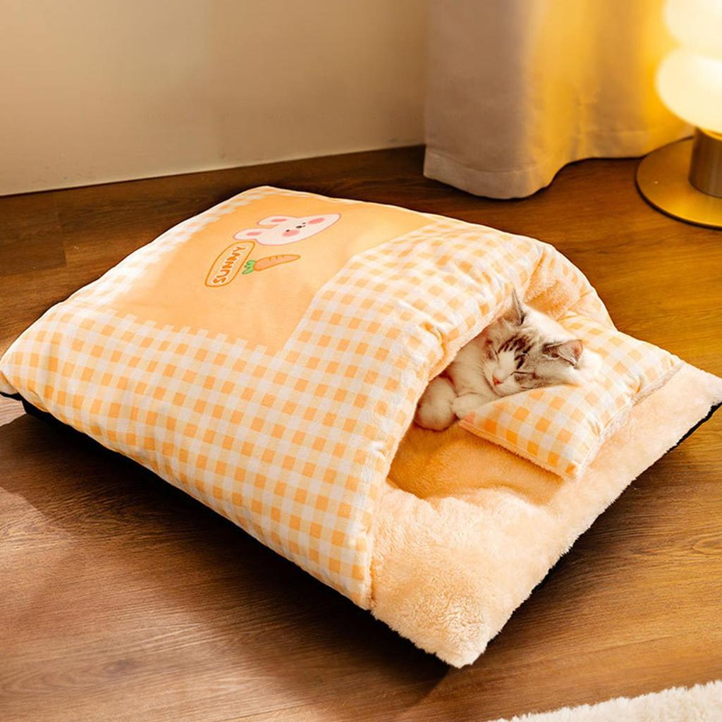 Bed For Cats Pet Plush Cave With Pillow Soft Winter Cat Cave Bed For Kitten Puppy Animal Outdoor Travel Winter Calming