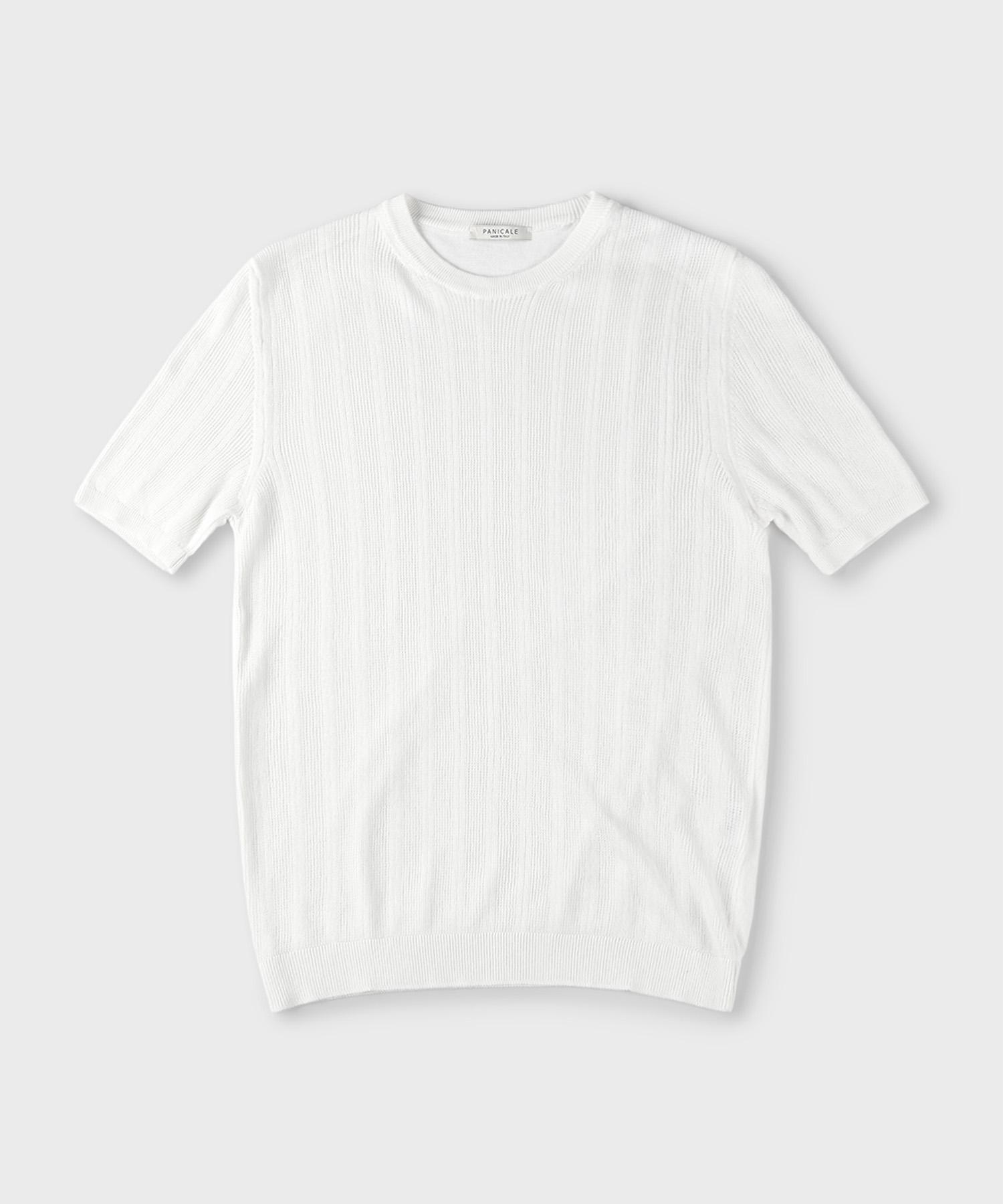 Panicalle White Crew Neck Cotton Knit Black/Xl