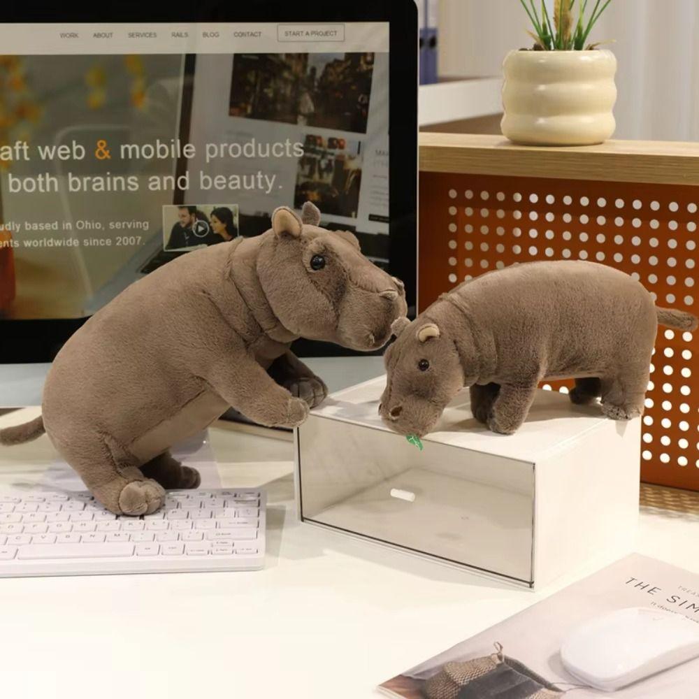 Stuffed Doll Hippo Plush Toy Realistice Hippopotamus Stuffed Toy  Birthday Christmas